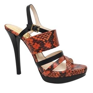 Red and Black open toe heels